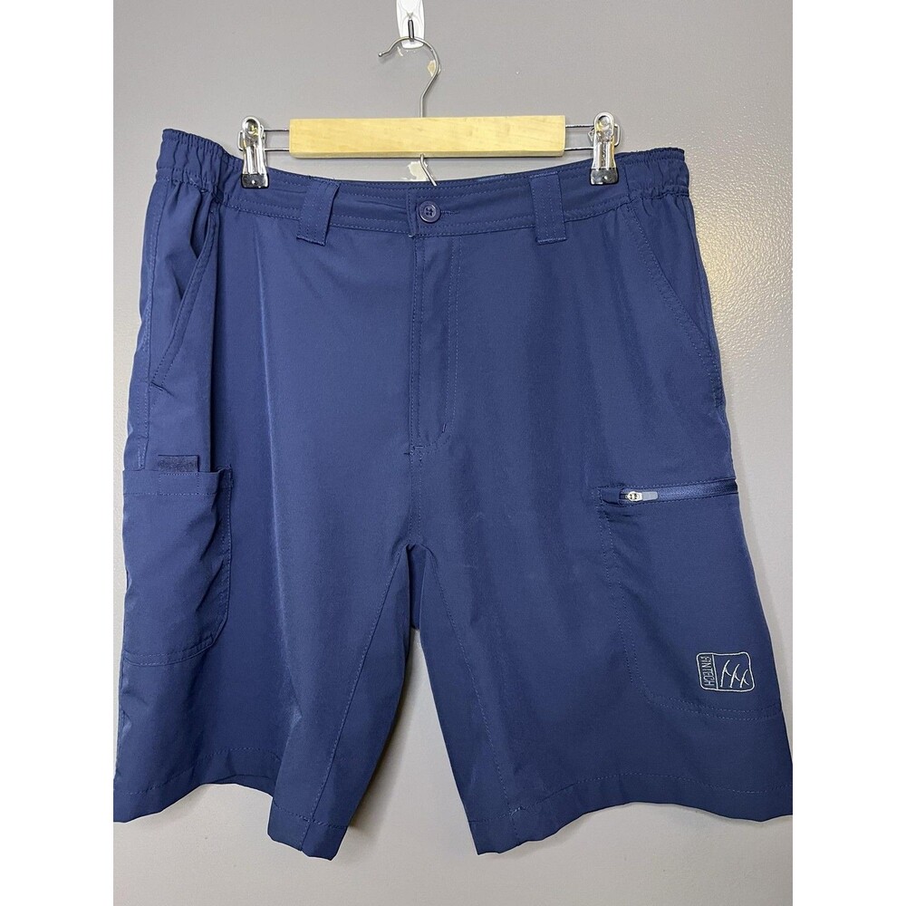 Fintech Shorts Mens XL Blue Stretch Zip Pocket Elastic Waist Water Sports